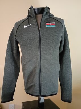 Nike Kenya Hoodie Men's Full Zip Fleece Hoodie Team Tech Dark Gray Size (M)